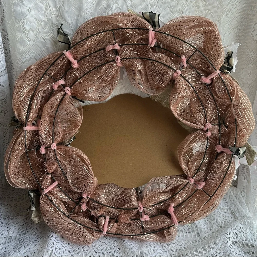 Spring Easter Mesh Bunny Wreath 21” W